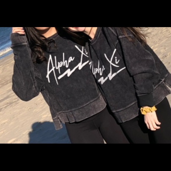 Alpha Xi Delta - Sorority Dark Grey Corduroy Shirt - Picture 3 of 3